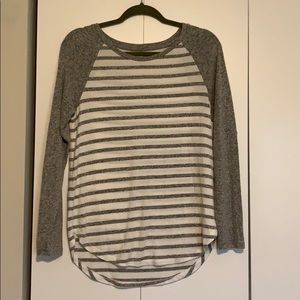 Gray and white striped shirt